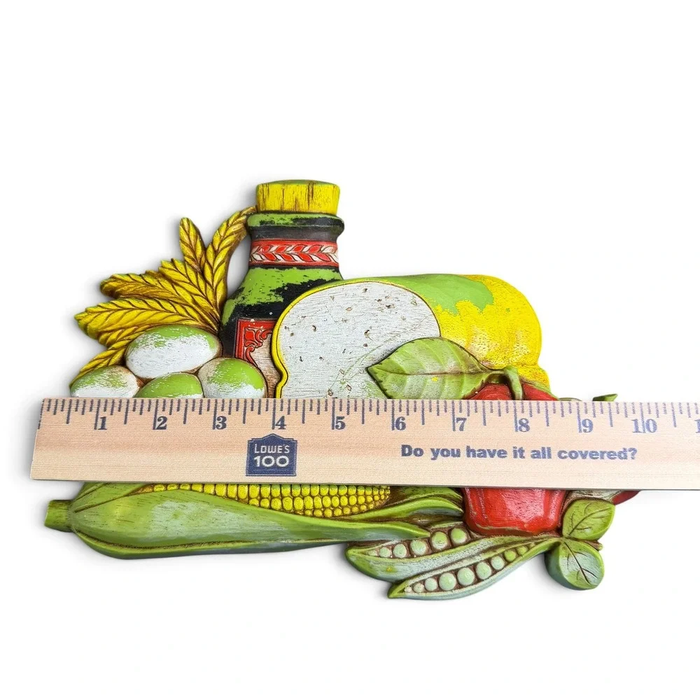 Vintage 1975 Syroco Kitchen Wall Plaques Set Fruit Bread Corn 7381 7382 USA